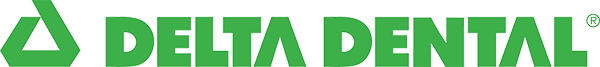 Logo of Delta Dental, featuring a green stylized 'Delta' symbol next to the brand name in green