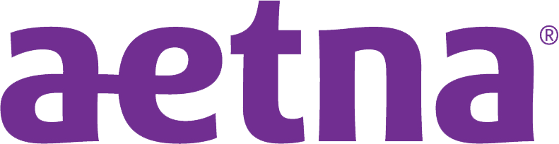 Logo of Aetna, styled in purple lowercase letters